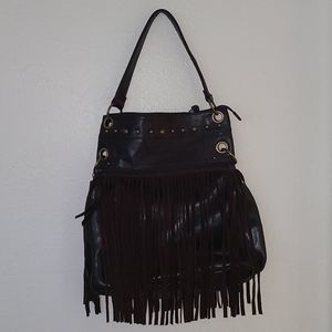 BCBGeneration Leather/Suede fringe Shoulder.